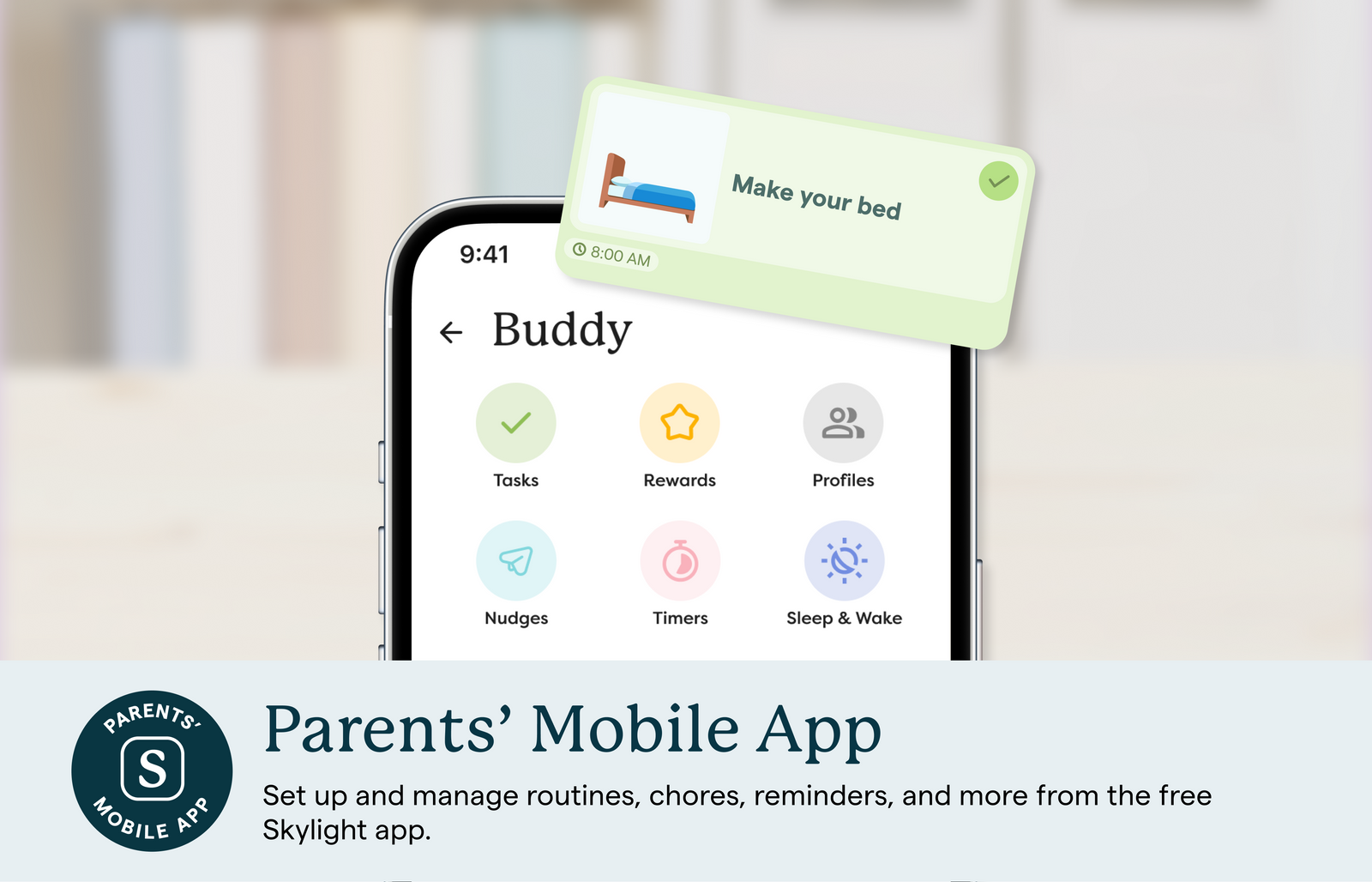 Skylight parent mobile app controls for Buddy.